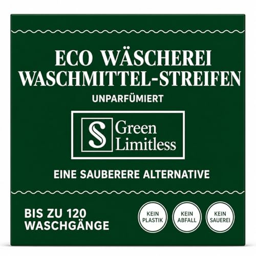 Green Limitless Eco Laundry Detergent 120 Sheets (Loads) Unscented. All the benefits of a liquid detergent, washing powder, or washing pods without any of the drawbacks.