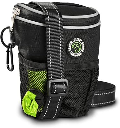 GIZZY® Leckerlitasche für Hunde I Leckerlibeutel für Hunde mit praktischer Einhand-Öffnung I Hunde Leckerlitasche für Training & Welpenerziehung I Gassi Tasche Hund [Schwarz]