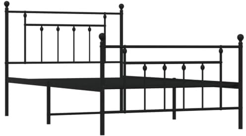 vidaXL Bettgestell mit Kopf- und Fußteil Metall Schwarz 107x203 cm
