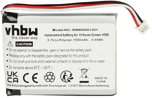 vhbw Akku kompatibel mit Corsair Void PRO RGB SE, Void RGB Wireless Headset Kopfhörer (1500 mAh, 3,7 V, Li-Ion)