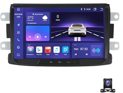 Android 12 Autoradio Mit 8 Zoll Bildschirm Für Renault Dacia Autoradio Bluetooth 2 Din Mit Navi Multimedia MP5 Player Mit 720P Rückfahrkamera/FM/RDS/DSP/Android Auto/Carplay,8 core m500s 4g+64g