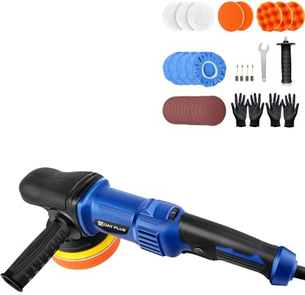 Poliermaschinen Set - Exzenter Poliermaschine mit Politur Set, Premium Polierpads, Versiegelung für Lack- & Scheiben + 29 Zubehör - Auto Politur