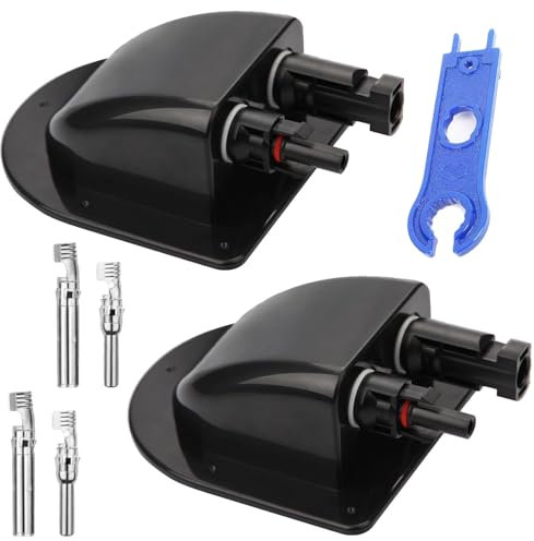 ANBOO Lot de 2 passe-câbles solaires - Boîte de jonction - Passage de toit solaire - Passe-câbles - Pour panneaux solaires, caravane, bateau, projet solaire - 1 clé MC4 (noir)