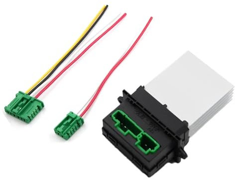 Heater Blower Fan Motor Resistor with 2x Pre-wired Connector Plugs for Nissan - for Renault Peugeot Citroen | Fits Note 207 406 607 1007 C5 C3 C2 Megane Modus Twingo Scenic 1 2 6441.L2 6441L2