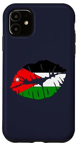 Hülle für iPhone 11 Jordanische Flagge, Lippenkuss, Küssender Mund, Geschenk für Jordanier