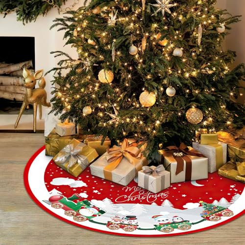 Farerkass Gonna per Albero di Natale, 122cm Tappeto per Albero Di Natale, Tappeto Rotondo Natalizio Copripiedi per Albero di Natale Tappeto Albero di Natale per Decorazione di Festa di Natale