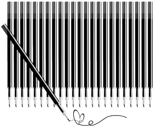 Kabwea 24 Stk Ersatzminen schwarze, Kompatibel Mit Legami,0,5mm Radierbare Tintenroller, Höhe 13 cm, Ersatzmine für Gelstift radierbar，Austauschbare Mine(Schwarze)