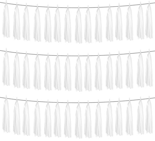 3P Weiße Folienfransen Metallic Quaste Luftschlangen Banner Quaste Girlande für Parade Floats, Abschlussfeier, Hochzeit, Geburtstag, Halloween, Weihnachten, Braut/Babyparty Party Dekorationen