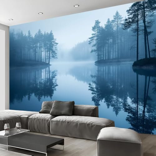 Papier Peint Auto-Adhésif Papier Peint Autocollant Mural En Vinyle, Lac De La Forêt De Pins Scandinaves Plastique Imperméable À L'Eau Avec Dos Collant Autocollant Mural Papier De Contact Peel And