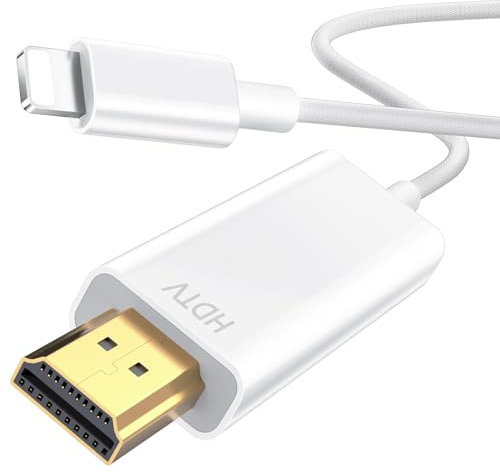 Obllemn Cable i-Phone HDMI, HDMI Cable para iPhone, Cable Adaptador de Movil a TV Cable de Móvil a HDMI, Cable HDMI a i-Phone con i-Phone14/13/12/11, HD1080P, Plug and Play-2M