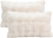 FZKun : Lot de 2 housses de coussin douces en fausse fourrure polaire, carrée/rectangulaire - Housses de coussin décoratives chaudes pour l'hiver, canapé, sofa, lit (30 x 50 cm, blanc)