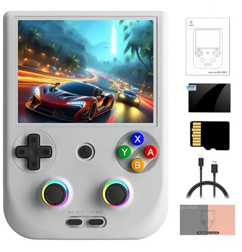 Meiurlex RG406V Retro Handheld Spielkonsole 128G TF-Karte 4000+Spiele, 5,48 Zoll IPS Touchscreen Unisoc T820 Android System Videospiel Player, Unterstützt WiFi & Bluetooth ((4+128G)+128G)