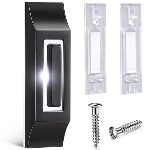 Enhon - Solid Metal Doorbell Button, Stylish Metal LED Light Wall Hanging Buttons for Home, Universal Garage Door Opener Switch