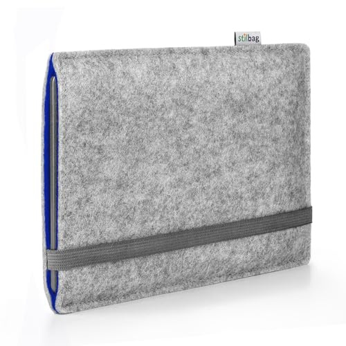 Stilbag eBook Reader Finn für Amazon Kindle Paperwhite 12 (2024) | Farbe: hellgrau/blau | eBook Reader-Tasche aus Filz | eReader Schutzhülle | ebook Reader Tasche Made in Germany