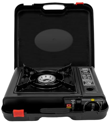 Barbecue à charbon de bois - Réchaud à gaz - Pour extérieur, camping, arrière-cour - Avec mallette de transport - 2500 W - Pour barbecue, camping, terrasse, jardin