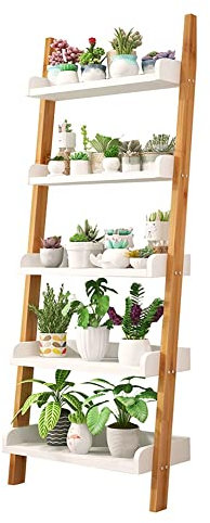 OJKJGY Libreria in Legno appoggiata/scaffale a Scala da Parete/portavasi per Piante per Soggiorno, Camera da Letto, Bagno e Patio, Giardino, Ornamenti per Ufficio Domestico, espositore per Fiori