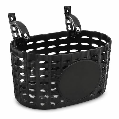 Bike Basket, Thicken Plastic Front Hanging Basket Storage Bag with Straps | for Electric Scooter Accessory Black