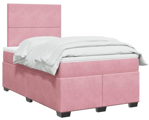 WSJHUHK Betten & Zubehör, Betten & Bettrahmen-Home-Boxspringbett mit Matratze, Rosa, 120x200 cm, Samt