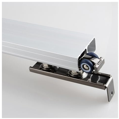 Sliding door kit track rail 20 40 50 60 70 80 100 Inch Sliding Door Tracks and Rollers, Ceiling Mount Pocket Door Hardware Kit & Invisible Door Slider Track with Floor Guide/ Pulley(30in/76.2cm)