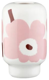 Marimekko Unikko Ceramic vase, White, lt.pink, Chestnut