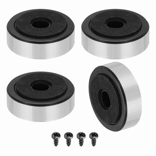 sourcing map 4 Pcs Speaker Isolation Feet,47mmx15mm Plastic Foam Shock Absorption Base Pad Anti Vibration Amplifier Stand Feet Mat for Audio CD HiFi Home Theater Sound System, Silver
