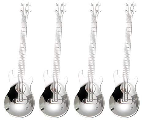 Yueyashux Gitarre Kaffeelöffel Edelstahl -Gitarreninstrument in Form Kaffeelöffel Küche Utensil Mischung Milchshake Tee Dessert Getränk