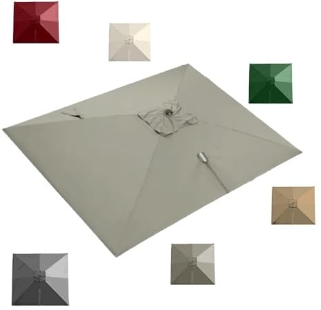 IMUNKT Rectangle Toile De Rechange 3x4m Parasol Déporté, Auvent De Rechange Pour Grand Parasol De Jardin 8 Baleines, Parasol Patio Tissu De Rechange UPF 50+(Grey,3x3m (10x10ft))