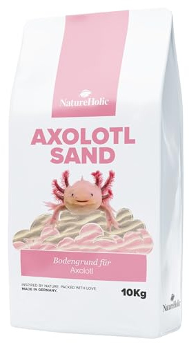NatureHolic Axolotl Sand - Natürlicher Aquariensand 0,4-0,8 mm - Sicher für Axolotl Aufzucht & Haltung - Bodengrund für Axolotl - Wasserneutral & unbehandelt - einfache Anwendung - 10Kg