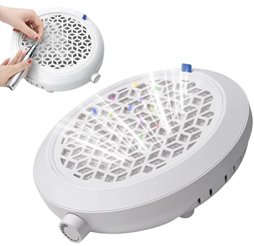 Nail Dust Collector - 4000 RPM Strong Suction Electric Vacuum Fan for Nail Studio & Home, High-Power Dust Extractor with Reusable Filter + Brush for Acrylic, Polygel & Manicure (UK Plug)