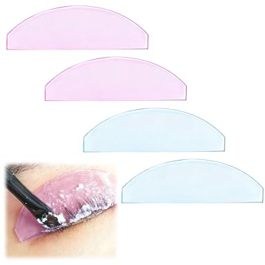 Korean Lash Lift Shields Flat, 4pcs Lashes Lifts Pads, Glueless Lash Lift Shields for Softening Lashes, Ultra-Thin Adhesive Design, Reusable(Light Pink and Blue)