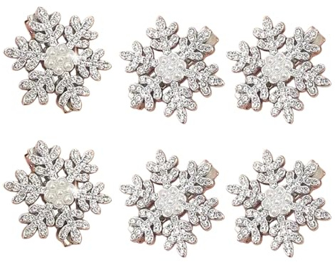YIBOZI Kinder-Haarspange, 6 Stück, Schneeflocke, Strass, Perlen, Haarspange für Mädchen, leicht, weihnachtliches Haar-Accessoire, kreativ
