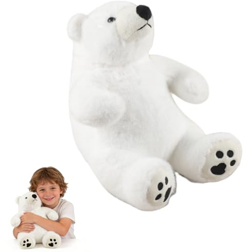 Xiyocadt Eisbär Plüschtier Weiß – Weiches Kuscheltier für Kinder, Flauschiger Stofftier Bär in 15–30 cm, Geschenkidee für Weihnachten & Geburtstag (Ohne Schal,15CM)