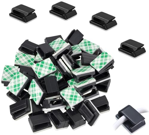 120 Pack Car Wire Clips, Black Cable Clips Self Adhesive, Dash Cam Cable Clip, Car Cab-le Tidy Clip for Desk Wall Workshop Home Office Outdoors
