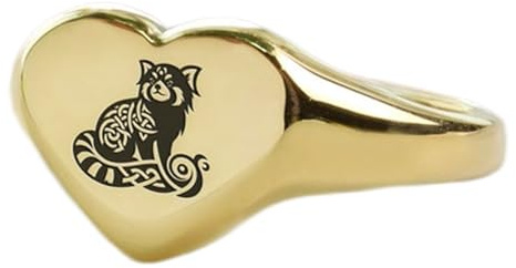 Roter Panda-Ring in Herzform | 925 Sterling Silber vergoldet | Geschenkschmuck, Siegelring, Vintage Stil, handgemachter hypoallergener Schmuck | WW_PDR_01003, 10mm, 925 Sterling Silber, Keine
