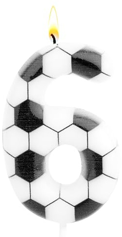 Geburtstagskerzen Fußball, Zahlenkerzen für Torten Fußball-Tortendekoration für Frauen und Männer Geburtstagsfeier Sportparty-Zubehör (Nummer 6)