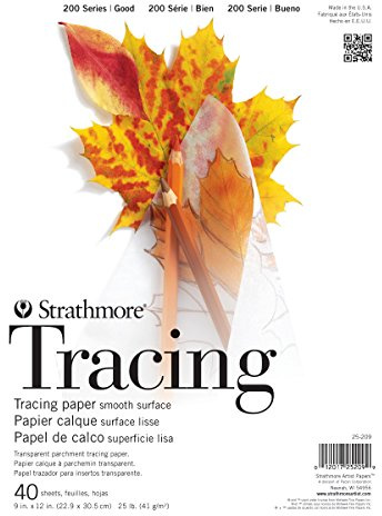 Strathmore 200 Series Tracing Paper, Tape Bound Pad, 9x12 inches, 40 Sheets (25lb/41g) - Artist Paper for Adults and Students