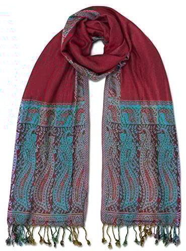 LOVARZI Damen-Schal Rot - Paisley Pashmina Schals für Frauen - Schals mit Halstuch und Überwurf