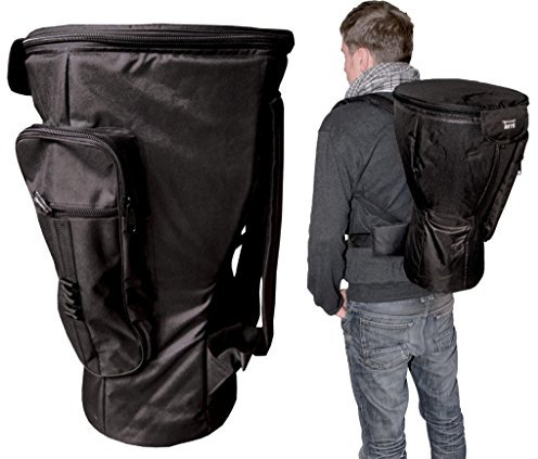 Terré Djembé-Tasche Deluxe, Wasserdicht, 60 cm Ø 36 cm, Schwarz, Rucksacktragesystem mit Bauchgurt