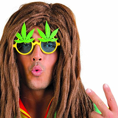 NET TOYS Cannabis Partybrille Marihuana Sonnenbrille Hipiebrille Kiffer Spaßbrille Haschisch Funbrille Hanfblatt Brille Hippie Glasses