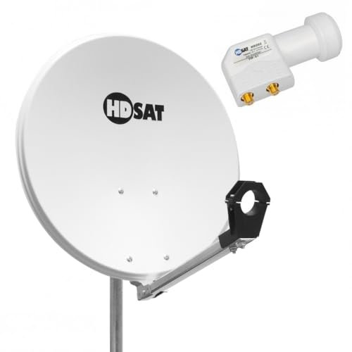 HDSAT Pack Parabole Satellite Acier 65cm + LNB Twin HD 4K 0,1dB idéal Astra Eutelsat