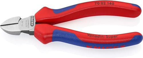 Knipex Tronchese Laterale per Meccanica Bonderizzata Nera, Rivestiti in Materiale Bicomponente 140 Mm (Confezione Self-Service/Blister) 70 02 140 Sb