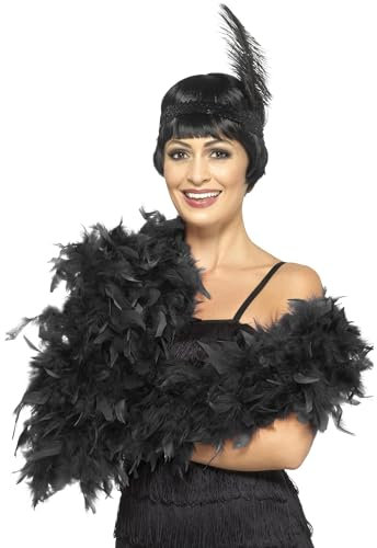 Smiffys Deluxe Boa, Schwarz, Feder, 180cm, 80g Halloween