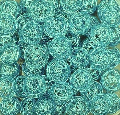 Drahtbälle, Drahtkugeln. Ca 30 mm. 10 Stück. Farbe: HELLBLAU