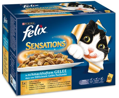 Felix Sensations Fisch Mix 12x100g Katzenfutter von Purina, 3er Pack (3 x 1,2 kg)