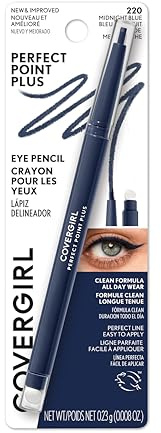 CoverGirl Perfect Point Plus Eyeliner Pencil, Midnight Blue, Long-Lasting, Versatile Navy, Soft Smudging Tip, No Sharpening Needed, Pack of 1