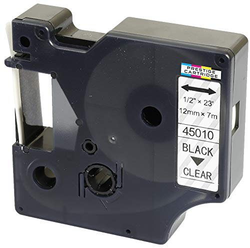 Schriftband-Kassette 45010 S0720500 schwarz auf farblos 12mm x 7m kompatibel für LabelManager LM 160 210D 220P 260P 280 360D 420P 450D 500TS PnP MobileLabeler LabelPoint LabelWriter LW 450 Duo