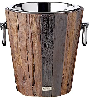 EDZARD Flaschenkühler Providence, Edelstahl und Holz, Höhe 28 cm, Gewicht ca. 4 kg
