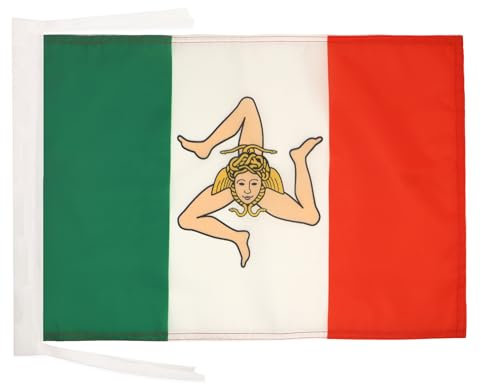 AZ FLAG - Flagge Unabhängigkeitsregierung Von Sizilien 1848-45x30 cm Mit Kordel - Sizilien Nationalisten Fahne 30 x 45 Cm - Flaggen