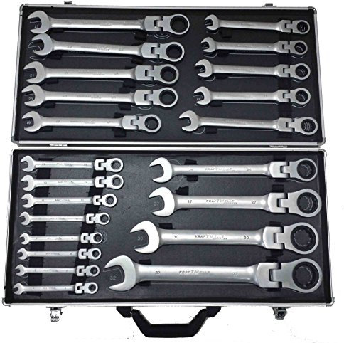 Valise à outils en chrome vanadium pour clé plate à cliquet articulée 6 à 32 mm Pour 22 pièces
