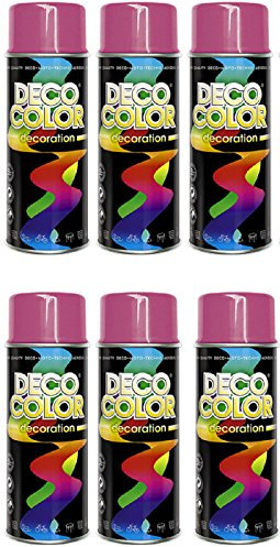 Deco Color 6er Sparpack DC Lackspray glänzend 400ml nach RAL freie Farbauswahl (6 Dosen in pink glanz RAL 4003)
